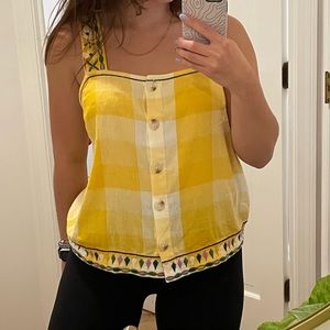 Madewell Yellow Checkered Top